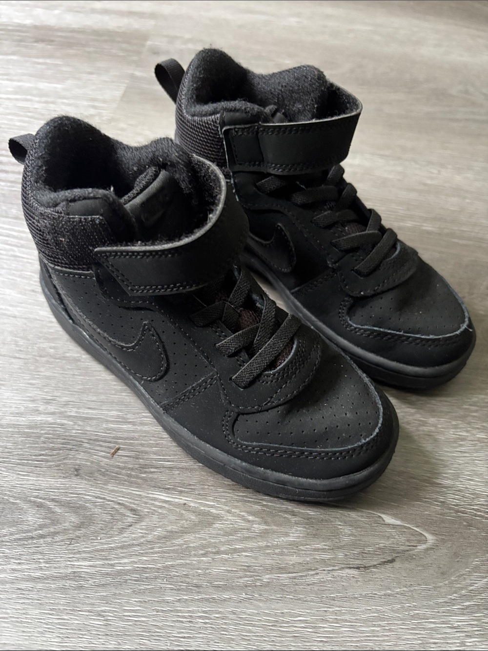 Nike Kids Black High-Top Sneakers with Strap